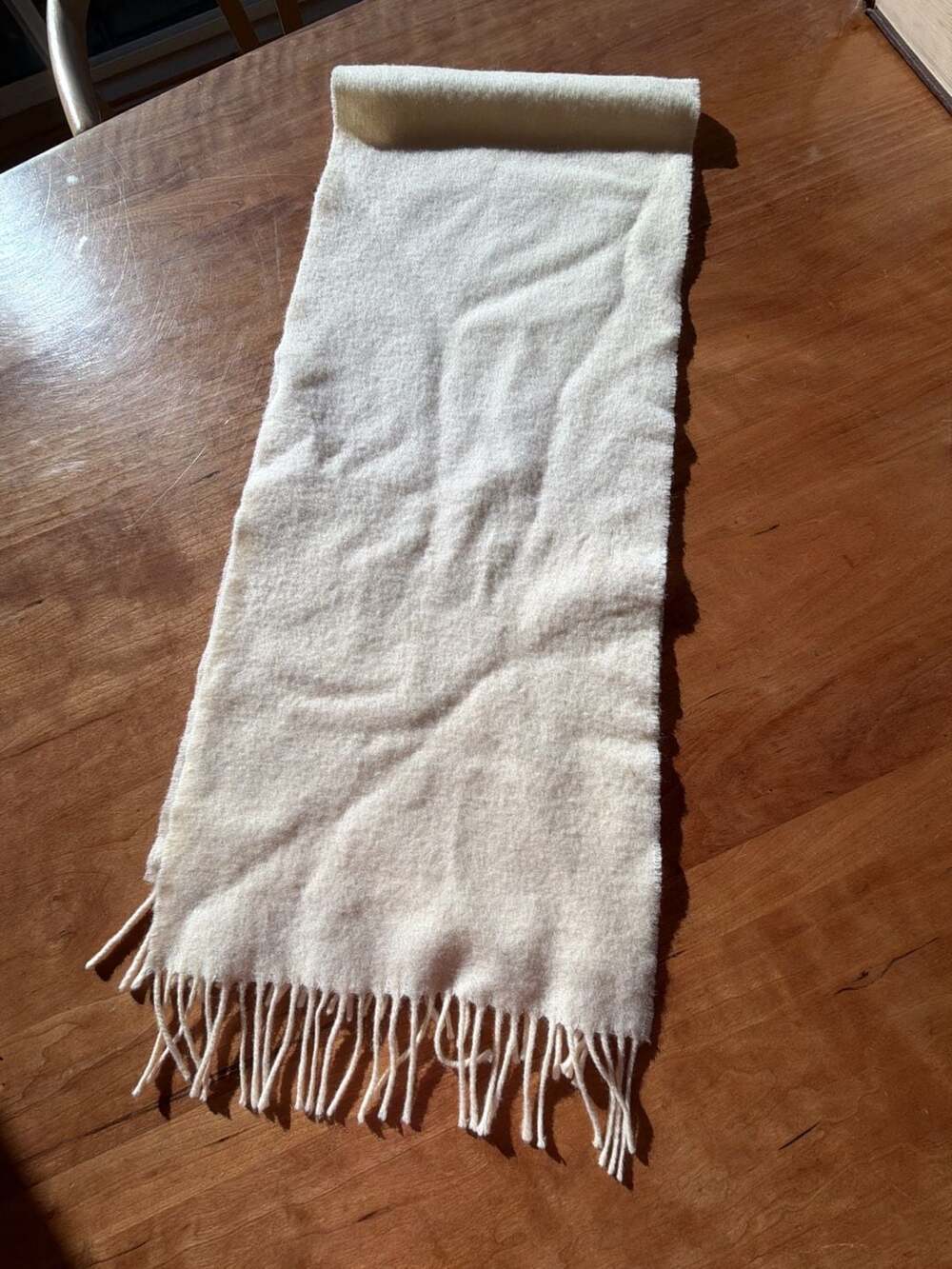 Unbranded‎ Cream Wool Fringe Scarf 54”